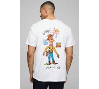 Mens White Oversized Disney Toy Story Woody License Printed T-Shirt, White XS