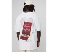 Mens White Oversized Extended Neck Limited Edition Matchbox T-Shirt, White XS