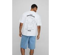 Mens White Oversized Extended Neck Pokemon Gengar License T-Shirt, White XS