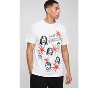 Mens White Oversized Foo Fighters License Printed T-Shirt, White S