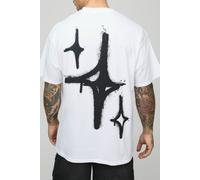 Mens White Oversized Graffiti Spray Star T-Shirt, White M