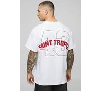 Mens White Oversized Hi Build St Tropez Varsity T-Shirt, White M