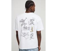 Mens White Oversized Looney Tunes License Printed T-Shirt, White L