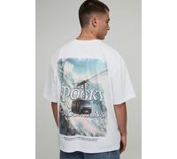 Mens White Oversized Man Apres Ski Graphic T-Shirt, White XL