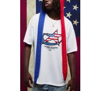Mens White Oversized Man USA Flag Printed T-Shirt, White M