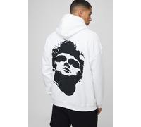 Mens White Oversized Morrissey License Print Hoodie, White S