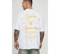 Mens White Oversized Ofclman Apres Tennis Puff Print T-Shirt, White XS