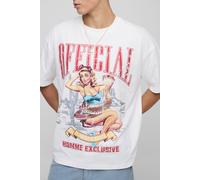 Mens White Oversized Official Large Scale Printed T-Shirt, White M
