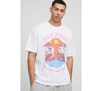 Mens White Oversized onesie, body/bodysuit License Printed T-Shirt, White XS