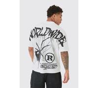 Mens White Oversized Over Seam Spider Back Print T-shirt, White M