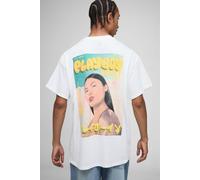Mens White Oversized Playboy License Printed T-Shirt, White S