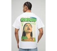 Mens White Oversized Playboy License Printed T-Shirt, White XL