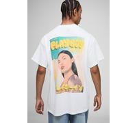 Mens White Oversized Playboy License Printed T-Shirt, White XS