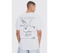 Mens White Oversized Playboy License T-shirt, White L