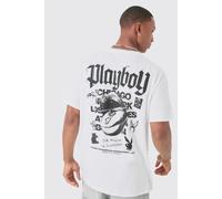 Mens White Oversized Playboy License T-shirt, White L