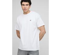 Mens White Oversized Rainbow Heart Be You Embroidered Pride T-Shirt, White XXL