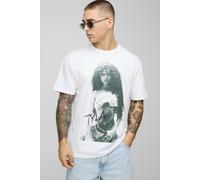 Mens White Oversized Tyla License Printed T-Shirt, White L