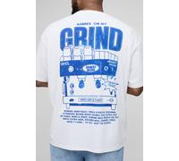 Mens White Plus Oversized Always On The Grind Graphic T-Shirt, White 2XL