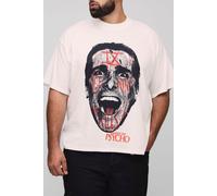 Mens White Plus Oversized American Psycho License Print T-Shirt, White 2XL