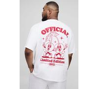 Mens White Plus Oversized Cherry Graphic T-Shirt, White 3XL