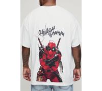 Mens White Plus Oversized Deadpool License Print T-Shirt, White 2XL