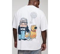 Mens White Plus Oversized Disney UP License Print T-Shirt, White 3XL