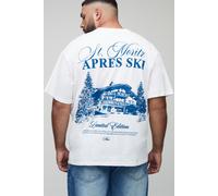 Mens White Plus Oversized Man St. Moritz Après Ski Print T-Shirt, White 2XL
