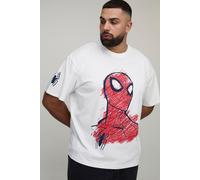 Mens White Plus Oversized Marvel Spiderman License Print T-Shirt, White 5XL