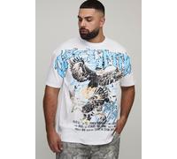 Mens White Plus Oversized Ofcl MAN Eagle Over The Seam Printed T-Shirt, White 5XL