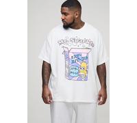 Mens White Plus Oversized The Simpsons Anime License Print T-Shirt, White 3XL