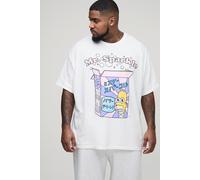 Mens White Plus Oversized The Simpsons Anime License Print T-Shirt, White 4XL