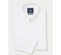 Men's White Poplin Tab Collar Formal Shirt Slim Fit - Single Cuff - Size: 16" x Extra Long - 36.5" - Savile Row Company