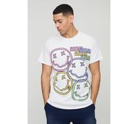 Mens White Regular Fit Nirvana Faces License Printed T-Shirt, White S
