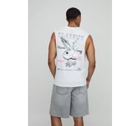 Mens White Regular Fit Playboy License vest, White M