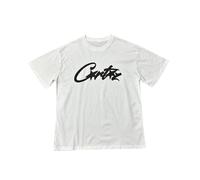 Men's White Short Sleeve T-Shirt, Cartoon Brawl Graphic Tee with Cloud Fight & Retro Elements, Cotton Casual Top for Streetwear Enthusiasts, Unique Humorous Design for Daily-color01||s