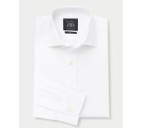 Men's White Slim Fit Cotton Poplin Formal Shirt - Single or Double Cuff - Size: 17.5" x Standard - 36" - Savile Row Company