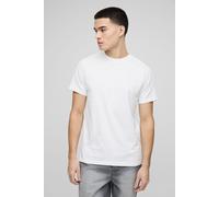 Mens White Slim Fit Shoulder Pleat Detail T-Shirt, White XS
