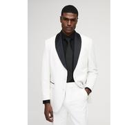 Mens White Straight Fit Shawl Collar Blazer, White 40