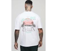 Mens White Tall Oversized Beverly Hills Palm Print T-Shirt, White L