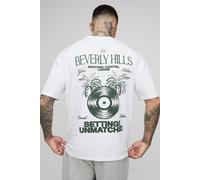 Mens White Tall Oversized Beverly Hills Print T-Shirt, White S