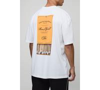 Mens White Tall Oversized Man Match Box Print T-Shirt, White XL
