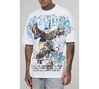 Mens White Tall Oversized Ofcl MAN Eagle Over The Seam Printed T-Shirt, White M