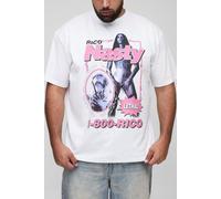 Mens White Tall Oversized Rico Nasty Lethal License Graphic T-Shirt, White S