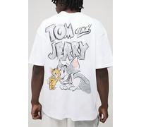 Mens White Tall Oversized Tom & Jerry License Print T-Shirt, White 2XL