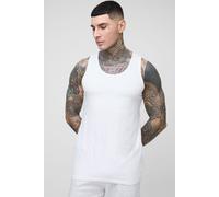 Mens White Tall Regular Fit Basic Vest, White 2XL