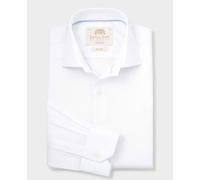 Men's White Two-Ply Cotton Slim Fit Gold Label Formal Shirt - Single Cuff - Size: 15.5" x Extra Long - 36" - Savile Row Company