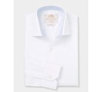 Men's White Two-Ply Cotton Slim Fit Gold Label Formal Shirt - Single Cuff - Size: 17" x Extra Long - 37.5" - Savile Row Company