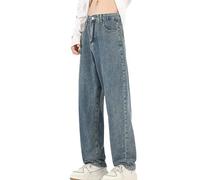 Men's Wide Baggy Jeans Streetwear Y2K Jeans Denim Trousers Men Hip Hop Streetwear Trousers Teenager Boys Straight Leg Skateboard Jeans Loose Fit Pants Classic Regular Trousers Straight Cut, 02 Grey,