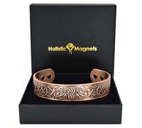 Mens Wide Copper Magnetic Bracelet Viking Pure Copper Wristband 6 Neodymium Magnets, Adjustable- Viking Eagle -VE (L: Wrist 19.5-22cm/7.7-8.6”)