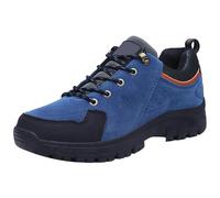 Men's Wide Fit Hiking Trainers Comfortable Leather Walking Shoes Lightweight Trekking Breathable & Non-Slip Sneakers with Arch Support Waterproof Lace-up Outdoor Boots (Blue, 47)